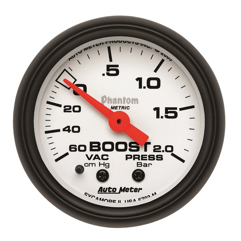 Autometer Phantom 2-1/16in 60CM/HG - 2.0 Bar - Mechanical Gauge - Burkken Auto Parts