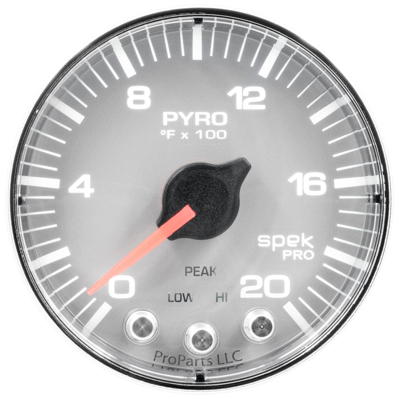 Autometer Spek-Pro Gauge Pyro. (Egt) 2 1/16in 2000f Stepper Motor W/Peak & Warn Slvr/Chrm - Burkken Auto Parts