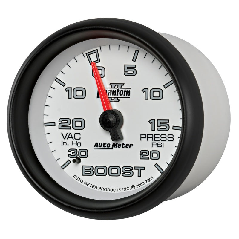 AutoMeter Gauge Vac/Boost 2-5/8in. 30Inhg-20PSI Mechanical Phantom II - Burkken Auto Parts