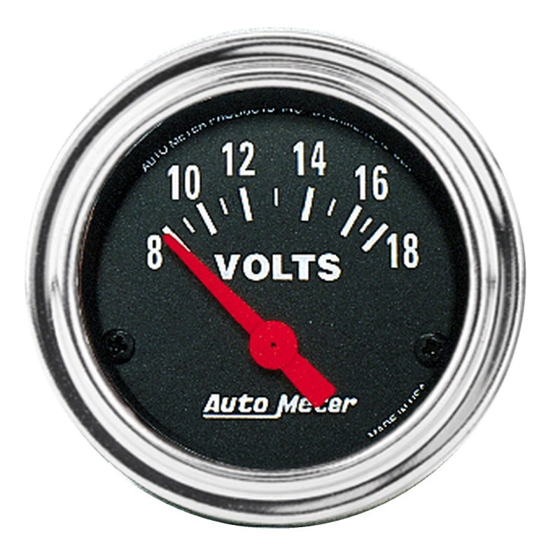 Autometer Traditional Chrome 52mm 8-18 Volts Short Sweep Electricall Voltmeter - Burkken Auto Parts