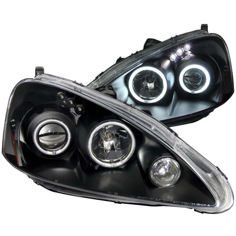 ANZO 2005-2006 Acura RSX Projector Headlights w/ Halo Black - Burkken Auto Parts