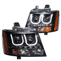 ANZO 2007-2013 Chevrolet Avalanche Projector Headlights w/ U-Bar Black - Burkken Auto Parts