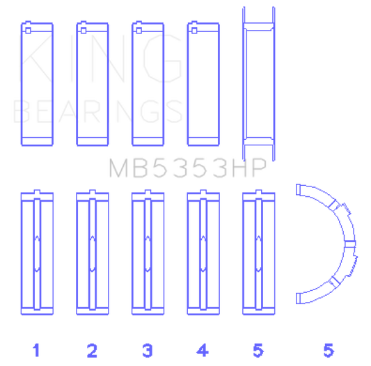 King Engine Bearings Ford 281 4.6L SOHC 16V Performance Main Bearing Set - Size Standard X