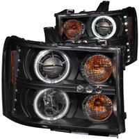 ANZO 2007-2013 GMC Sierra 1500 Projector Headlights w/ Halo Black - Burkken Auto Parts
