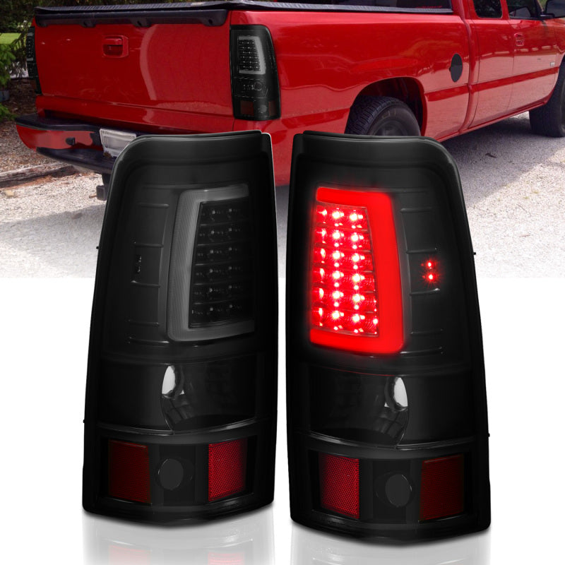ANZO 2003-2006 Chevy Silverado 1500 LED Taillights Plank Style Black w/Smoke Lens - Burkken Auto Parts