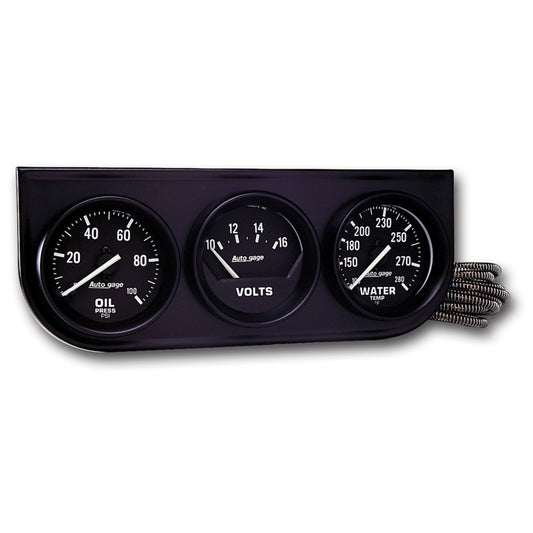 Autometer AutoGage 3-Gauge Console 52.4mm Mech 0-100 PSI Oil Press/ 10-16 V / 130-280 Deg Water Temp - Burkken Auto Parts
