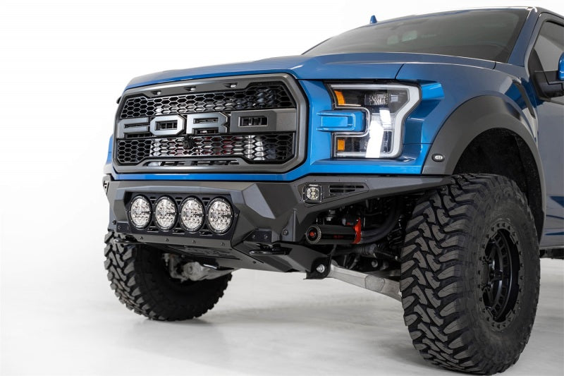 Addictive Desert Designs 17-20 Ford F-150 Raptor Bomber Front Bumper w/ 4 Rigid 360 6in Round Mounts - Burkken Auto Parts