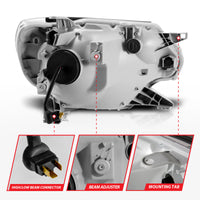 ANZO 12-15 Toyota Tacoma Projector Headlights - w/ Light Bar Switchback Chrome Housing - Burkken Auto Parts