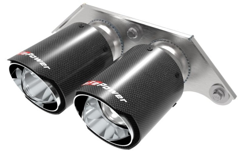 aFe Power Mach Force Xp 4in 304 SS Bolt-On Exhaust Tips Carbon Fiber 14-19 Porsche 911 GT3 3.8L/4.0L - Burkken Auto Parts