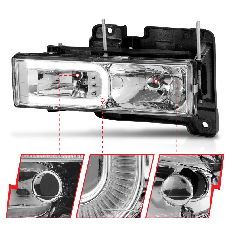 ANZO 1999-2000 Cadillac Escalade Crystal Headlights - Burkken Auto Parts