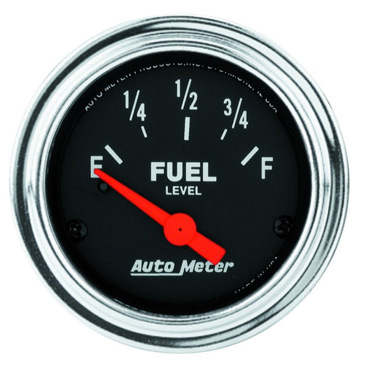 Autometer Traditional Chrome 52mm Short Sweep 0 Ohm - 90 Ohm Full Electrical Fuel Level Gauge - Burkken Auto Parts