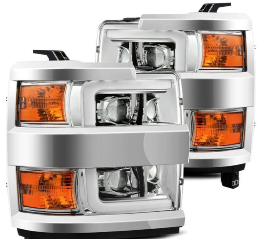 AlphaRex 15-19 Chevy Silverado 2500/3500 LUXX-Series Proj. Headlights Chrome w/Actv SeqSig & DRL - Burkken Auto Parts