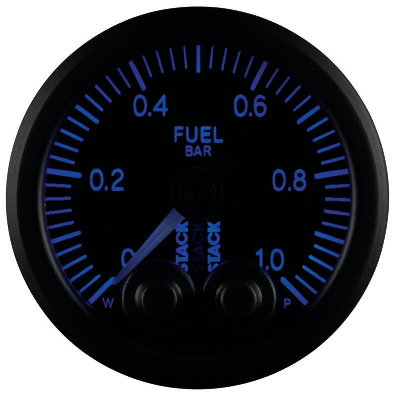 Autometer Stack 52mm 0-1 Bar M10 Male Pro-Control Fuel Pressure Gauge - Black - Burkken Auto Parts