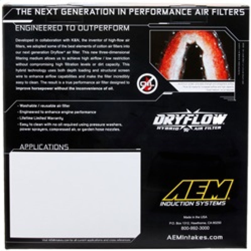 AEM 10 Dodge Ram 2500/3500 6.7L L6 DSL 11in L x 9.75in W x 6.5in H Replacement DryFlow Air Filter - Burkken Auto Parts
