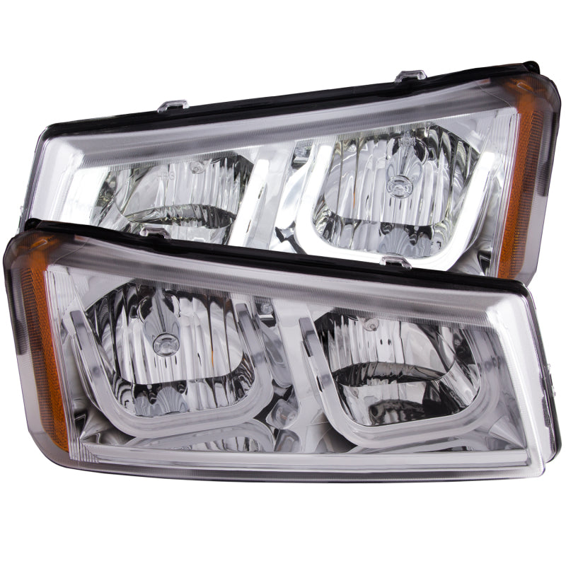 ANZO 2003-2006 Chevrolet Silverado 1500 Projector Headlights w/ U-Bar Chrome - Burkken Auto Parts