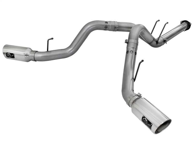 aFe LARGE BORE HD 4in 409-SS DPF-Back Exhaust w/Polished Tip 11-14 Ford Diesel Trucks V8-6.7L (td) - Burkken Auto Parts