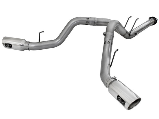 aFe LARGE BORE HD 4in 409-SS DPF-Back Exhaust w/Polished Tip 11-14 Ford Diesel Trucks V8-6.7L (td) - Burkken Auto Parts