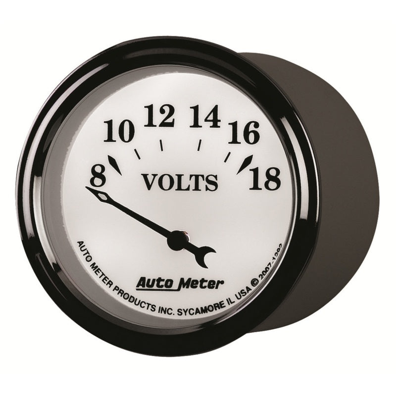 AutoMeter Gauge Voltmeter 2-1/16in. 18V Elec Old Tyme White II - Burkken Auto Parts