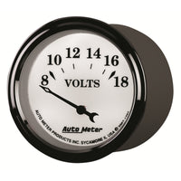 AutoMeter Gauge Voltmeter 2-1/16in. 18V Elec Old Tyme White II - Burkken Auto Parts