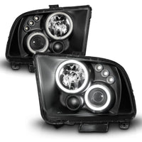 ANZO 2005-2009 Ford Mustang Projector Headlights w/ Halo Black - Burkken Auto Parts
