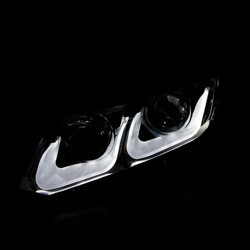 ANZO 2012-2015 Honda Civic Projector Headlights w/ U-Bar Black - Burkken Auto Parts