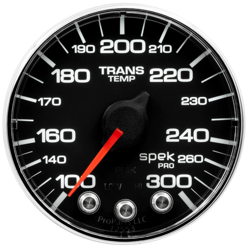 Autometer Spek-Pro Gauge Trans Temp 2 1/16in 300f Stepper Motor W/Peak & Warn Blk/Chrm - Burkken Auto Parts