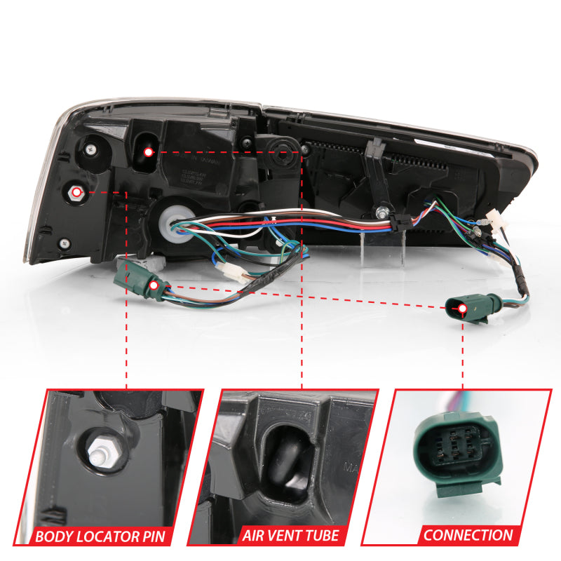 ANZO 2012-2018 Audi A6 LED Taillight Black Housing Red/Clear Lens 4 pcs (Sequential Signal) - Burkken Auto Parts