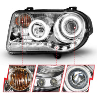 ANZO 2005-2010 Chrysler 300C Projector Headlights w/ Halo Chrome (CCFL) G2 - Burkken Auto Parts