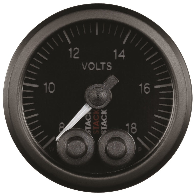 Autometer Stack 52mm 8-18V Pro-Control Battery Voltage Gauge -Black - Burkken Auto Parts