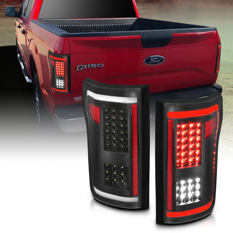 ANZO 2015-2017 Ford F-150 LED Taillights Black - Burkken Auto Parts