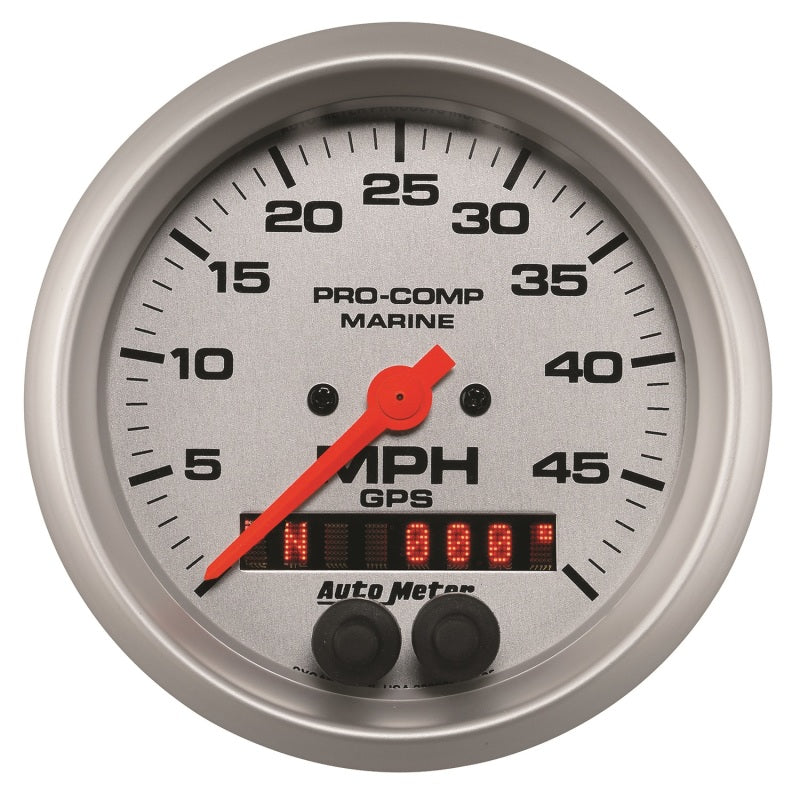 Autometer Marine Silver Ultra-Lite 3-3/8in 50MPH GPS Speedometer Gauge - Burkken Auto Parts