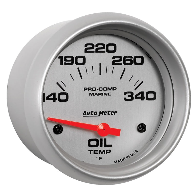 Autometer Marine Silver Ultra Lite Electric Oil Temperature Gauge 2-5/8in 140-300 Deg F - Burkken Auto Parts