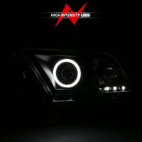 ANZO 2010-2014 Ford Mustang Projector Headlights w/ Halo Black (CCFL) - Burkken Auto Parts