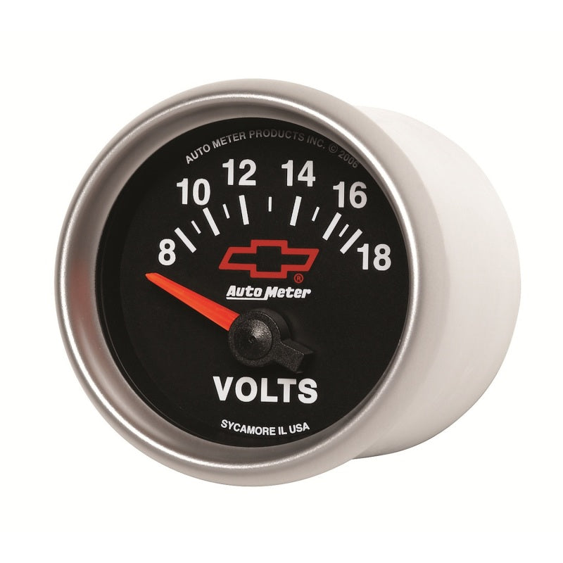 Autometer GM Bowtie Black 2-1/16 Voltmeter 8-18V - Burkken Auto Parts