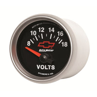 Autometer GM Bowtie Black 2-1/16 Voltmeter 8-18V - Burkken Auto Parts