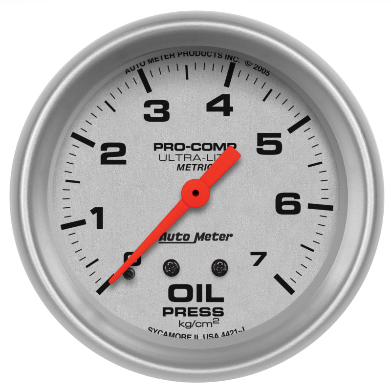Autometer Ultra-Lite 66.7mm METRIC 0-7 Kg/CM 2 Oil Pressure Mechanical Gauge - Burkken Auto Parts