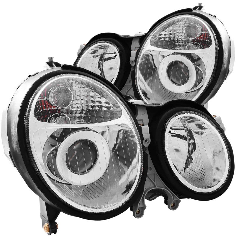 ANZO 1999-2002 Mercedes Benz E Class W210 Projector Headlights Chrome - Burkken Auto Parts