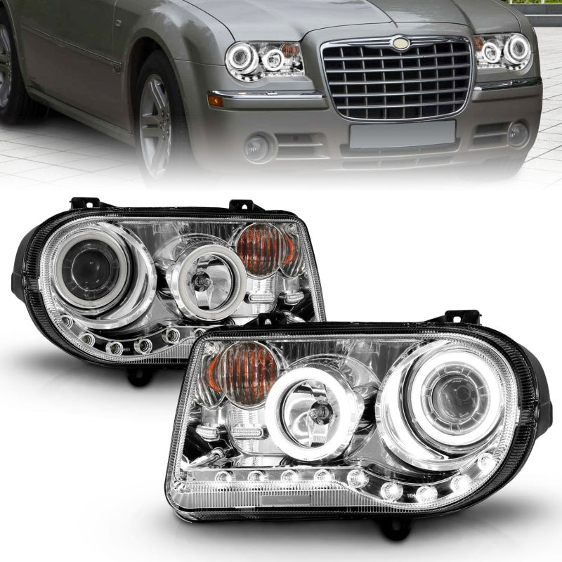 ANZO 2005-2010 Chrysler 300C Projector Headlights w/ Halo Chrome (CCFL) G2 - Burkken Auto Parts