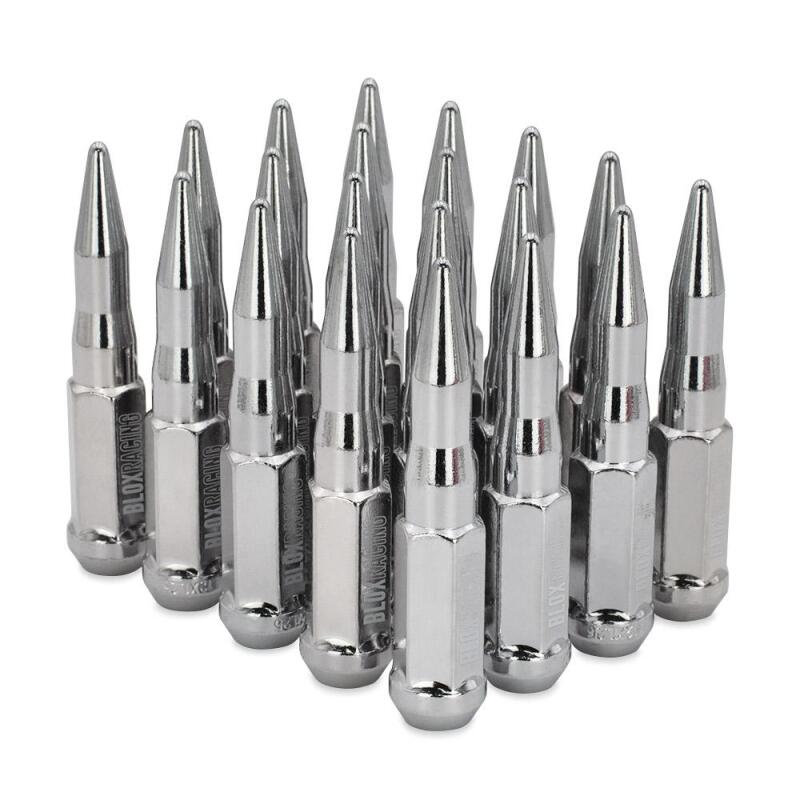 BLOX Racing Original Spike Forged Lug Nut 14x1.5mm - Chrome 20 Piece - Burkken Auto Parts