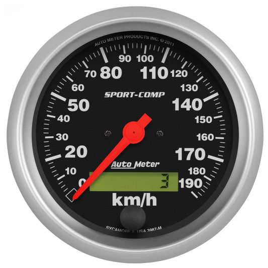 Autometer Sport-Comp 3-3/8 inch 190 KPH Electronic Speedometer Gauge - Burkken Auto Parts