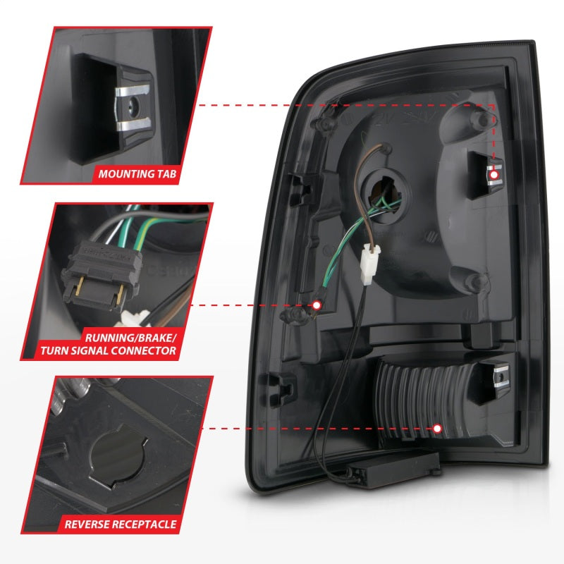 ANZO 09-18 Dodge Ram 1500 Full LED Taillights w/ Sequential Black Housing/Clear Lens - Burkken Auto Parts