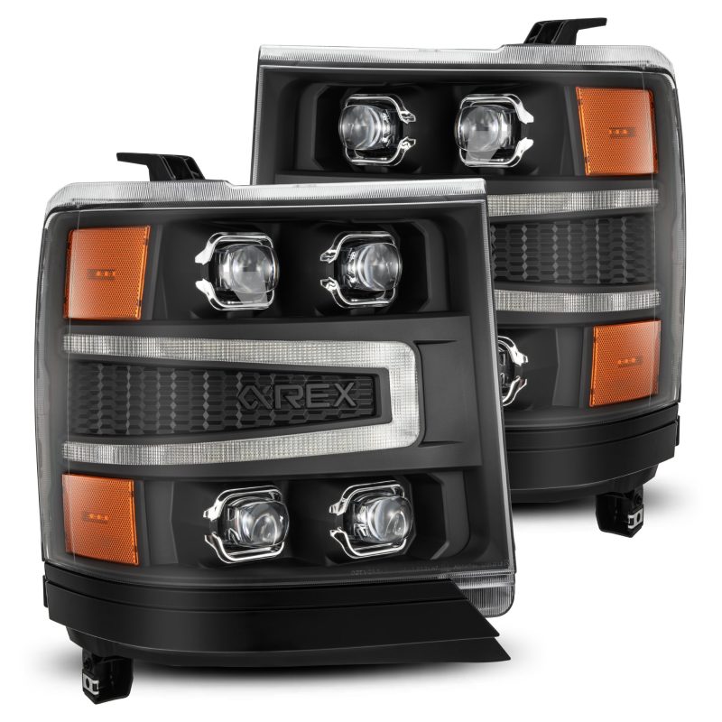 AlphaRex 16-18 Chevy 1500HD NOVA-Series LED Proj Headlights BK w/Actv Lgt/SeqSig & DRL (Req 810023) - Burkken Auto Parts