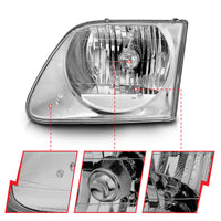 ANZO 1997-2003 Ford F-150 Crystal Headlights Chrome - Burkken Auto Parts