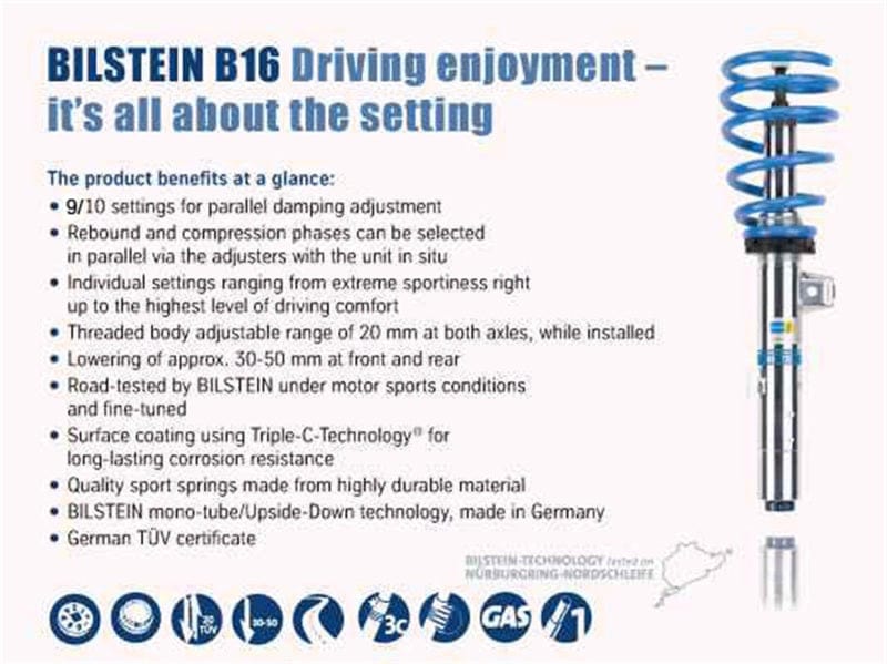 Bilstein B16 (PSS10) 13-15 BMW 320i/13-14 328i/335i /14-15 428i/435i Front & Rear Perf Susp System - Burkken Auto Parts